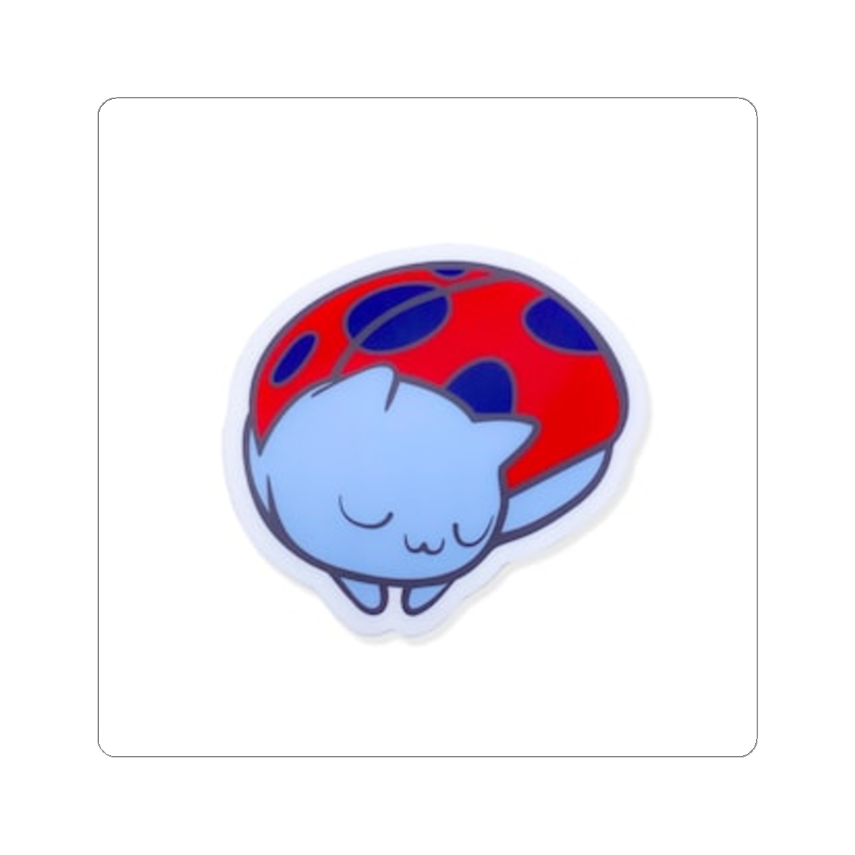 Cozy Blue Cat in Spotted Shell Sticker | Cute Vinyl Decal