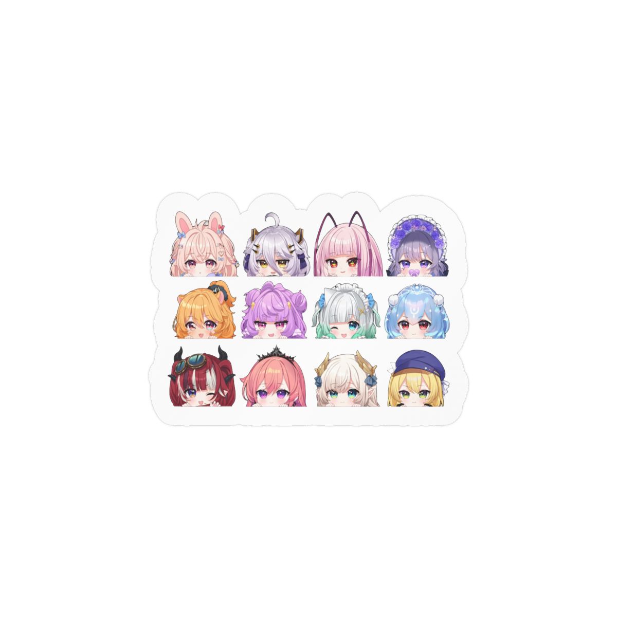 Cute Vtuber Peeker Stickers Sheet | Anime Vinyl Decals